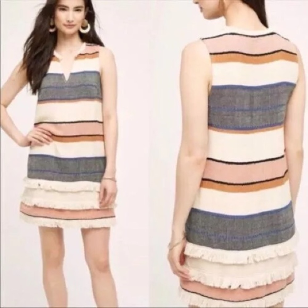 Anthropologie | Holding Horses | Fringe-Stripe Shift in Bronze